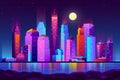 Night city futuristic landscape vector background Royalty Free Stock Photo