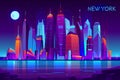 Night city futuristic landscape vector background Royalty Free Stock Photo