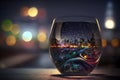 Night city in a glass landscape. Cityscape futuristic background buildings beautiful urban scene Generative AI Royalty Free Stock Photo