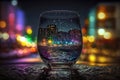 Night city in a glass landscape. Cityscape futuristic background buildings beautiful urban scene Generative AI Royalty Free Stock Photo