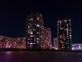 Night city. Glowing buildings at night. Royalty Free Stock Photo