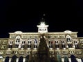 Illuminated, night at City Hall of Trieste, Italy, Europe Royalty Free Stock Photo