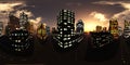 Night city. HDRI . equidistant projection Royalty Free Stock Photo