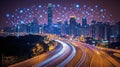 Night city highway network connection Royalty Free Stock Photo