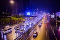 Night city Istanbul. cars and highway