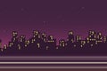 Night city landscape background in flat style Royalty Free Stock Photo