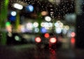 Night city life through windshield Royalty Free Stock Photo