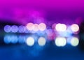 Night city lights bokeh with reflections background Royalty Free Stock Photo