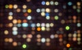 Night city multi-colored circular reflections. Blured Christmas, Science abstract light. Abstract defocused background Royalty Free Stock Photo