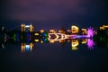 Night city. Reflection lights in the water. Royalty Free Stock Photo