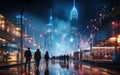 Night city after rain (AI Generated Royalty Free Stock Photo