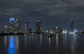 Night city river view with reflection in water Royalty Free Stock Photo