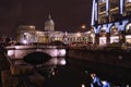 Sankt-Petersburg architecture history building river water reflection night city streetlight illuminated celebration decor