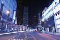 Chicago street by night with light trails Royalty Free Stock Photo