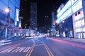 Chicago street by night with light trails Royalty Free Stock Photo