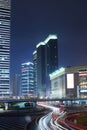 Night city scenery in chinese shanghai Royalty Free Stock Photo