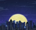 Night city skyline. Abstract background. Modern night city landscape. Vector Royalty Free Stock Photo