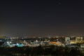 Milan skyline panoramic view of the buildings illuminated by the lights of the windows Royalty Free Stock Photo