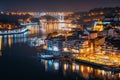 Night city skyline of Porto, Portugal Royalty Free Stock Photo