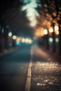 Night city street with bokeh defocused lights. Abstract background. Royalty Free Stock Photo