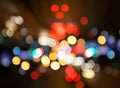 Night city street lights colorful bokeh background, darkness concept Royalty Free Stock Photo