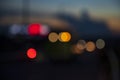 Night city street traffic abstract blurry bokeh lights background Royalty Free Stock Photo