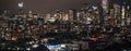 Night in the city of Toronto. Long exposure of Famous skyline. Royalty Free Stock Photo