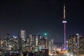 Night in the city of Toronto. Long exposure of Famous skyline. Royalty Free Stock Photo