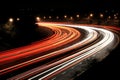 Night city traffic blurred cars long exposure lights evening highway lane movement fast transit car motion auto Royalty Free Stock Photo