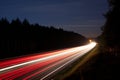 Night city traffic blurred cars long exposure lights evening highway lane movement fast transit car motion auto Royalty Free Stock Photo