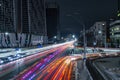 Night city traffic in Kyiv, Ukraine Royalty Free Stock Photo