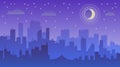 Night city vector illustration. Dark urban scape