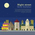 Night City Vector Illustration Web Banner. Vector Royalty Free Stock Photo