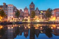 Night city view of Amsterdam canal Herengracht Royalty Free Stock Photo