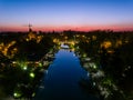 Night cityscape aerial view, Timisoara Royalty Free Stock Photo