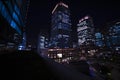 A night cityscape at the business town in Tokyo high angle wide shot Royalty Free Stock Photo