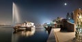 Night cityscape embankment on the river