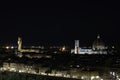 Night cityscape of the Florence at the sunset time from area of Michelangelo. Duomo Santa Maria Del Fiore and tower of Palazzo Royalty Free Stock Photo