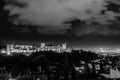 Night cityscape of Granada, Spain, with the Alhambra Palace view Royalty Free Stock Photo