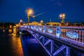 Night cityscape, Hermitage, river and bridge in Saint-Petersburg Royalty Free Stock Photo