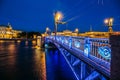 Night cityscape, Hermitage, river and bridge in Saint-Petersburg Royalty Free Stock Photo