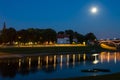 Night Cityscape Illuminated by Moonlight, Sisak, Croatia Royalty Free Stock Photo