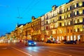 Night cityscape Nevsky, Petersburg, Russia Royalty Free Stock Photo