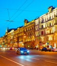 Night cityscape Nevsky, Petersburg, Russia Royalty Free Stock Photo