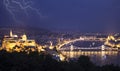 Night cityscape of old european town Budapest, Hungary Royalty Free Stock Photo