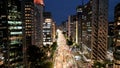 Night Cityscape of Paulista Avenue at downtown Sao Paulo Brazil. Royalty Free Stock Photo