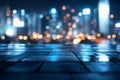 Night Cityscape Pavement Reflections Urban Bokeh Lights Background Royalty Free Stock Photo