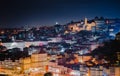 Night cityscape of Porto of a Ribeira area top view Royalty Free Stock Photo