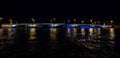 Night cityscape with river and bridge in Saint-Petersburg . Royalty Free Stock Photo