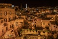 Night cityscape of Sasso Caveoso in Matera, Basilicata, Italy Royalty Free Stock Photo